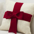 Red Bow on Cream - Christmas Pillow Cover in Hand Felted Wool - 20" / 14" - ARCADIA HOME